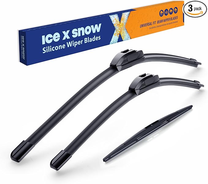 ICEXSNOW® Silicone Windshield Wiper Blades Replacement for Subaru Forester 2009-2013,Legacy/Outback 2005-2009 Automotive Replacement Windshield Wiper Blades (24"+18"+14" Front Rear Wiper Blade Set)