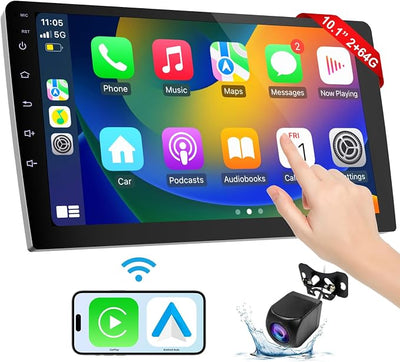 Haudio Carplay Screen for Car,10.1 inch Wireless CarPlay & Android Auto,Backup Camera,Double Din Car Stereo,GPS Navigation,ZLink,Audio Receivers,Music Player (10.1 inch)