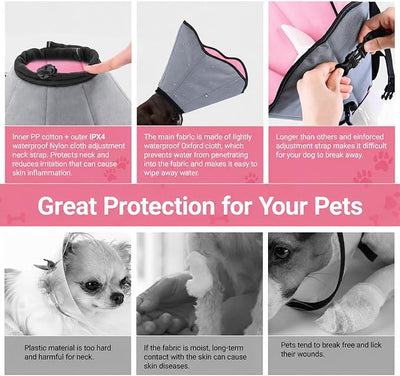 Dog Cone Collar for Dogs After Surgery Extra Long, Adjustable Comfy Dog Elizabethan Pet Collar Cone for Large Dogs Anti-Lick Protective Wound (Pink, L)