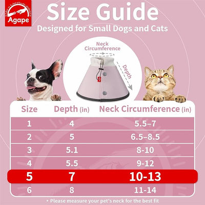 Agape Soft Dog Cone for Small Dogs & Cats, Recovery Collar to Stop Licking | Comfy E-Collar Alternative for Puppies, Adjustable Cloth Cone After Surgery, Protective Neck Cone for Kittens, Washable