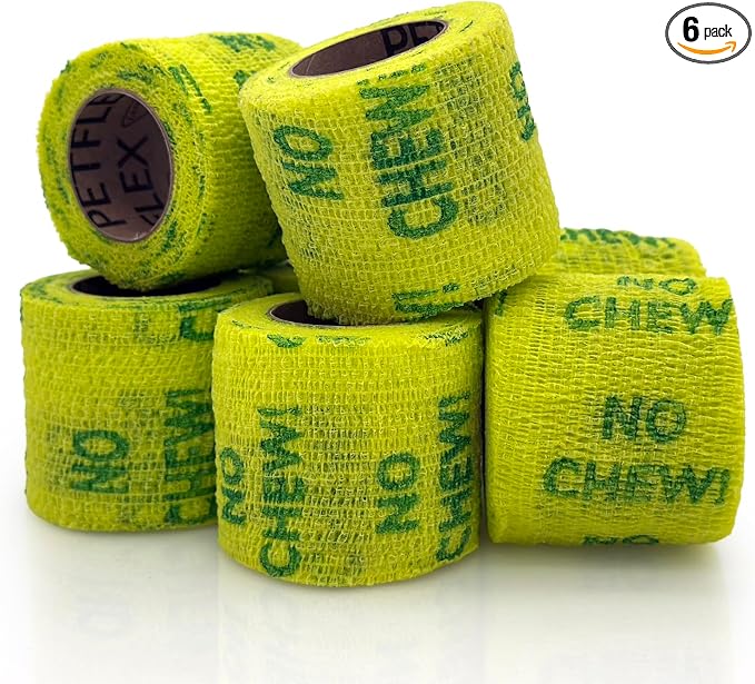 PetFlex No Chew – Flexible Self-Adhering Elastic Bandage for Wound Care – First Aid Wrap for Small Animals Like Dogs, Cats, and Other Pets - 2 inch, 6 Rolls