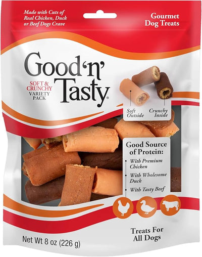 Good ‘N’ Tasty Soft and Crunchy Variety Pack, 8 Ounces, Treats for Dogs (Pack of 4)