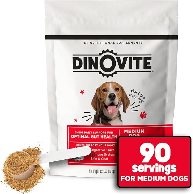Probiotics for Dogs, Probiotic Powder Food Topper for Medium Dogs (18-45 lb), Daily Digestive Health & Skin Support with Omega-3s, 90 Servings