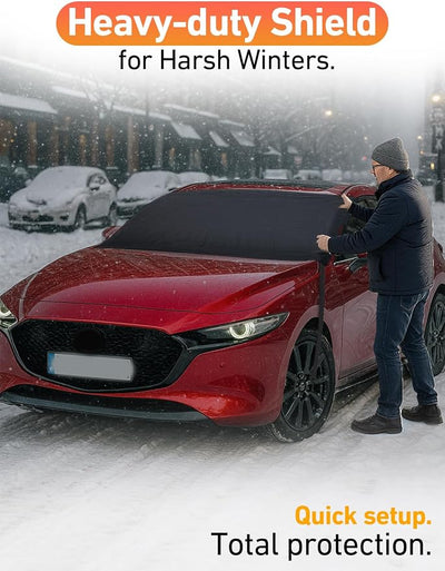 EcoNour Car Snow Cover Compatible for Mazda 3 | Windshield Cover for Ice and Snow with S-Hook Straps | Heavy-Duty 600D Oxford Winter Car Cover, Waterproof & Anti-Slip