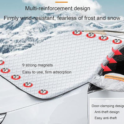 4-Layer Magnetic Windshield Snow Cover for Car, Universal Car Windshield Frost Protector Cover for Ice, Snow, Rain, Dust, for Most Cars, SUV (MPV/SUV140*170cm/55.1 * 66.9in)