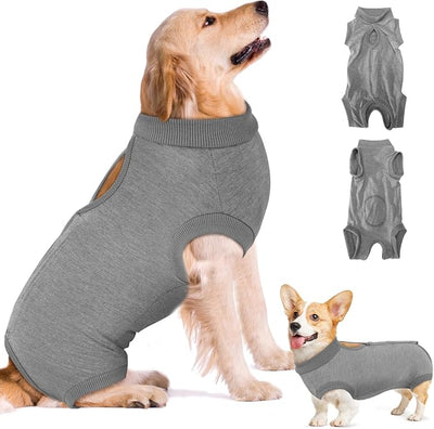 SlowTon Dog Surgery Recovery Suit - Soft Recovery Suit for Dogs Female Male, Dog Onesie for Surgery Female After Spay Prevent Licking, Neuter Suit for Male Dogs Surgical Recovery (Grey,XL)