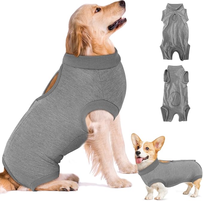 Dog Surgery Recovery Suit - Soft Recovery Suit for Dogs Female Male, Dog Onesie for Surgery Female After Spay Prevent Licking, Neuter Suit for Male Dogs Surgical Recovery (Grey,L)
