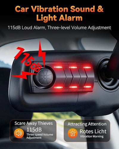 Upgraded 115dB Car Alarm System, Anti-Theft Vibration Sensor Alarm with Ultra-Bright Red Warning Light, Wireless Remote Anti Theft Vehicle Device, for Car, RV, SUV, Truck.