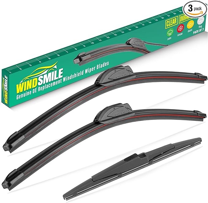 26" 16" 12" Windshield Wiper Blades Replacement for Hyundai Kona 2024 2025 Premium All Weather Front Rear Wipers Set - OEM Quality (Pack of 3)