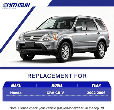 EMITHSUN® Windshield Wipers: Wiper Blades Replacement for Honda CRV CR-V 2002-2006 - Streak-Free & Quiet Visible Clarity While Driving - Exact Replacement for Honda Cars (3 Pack - 21"+20"+10")