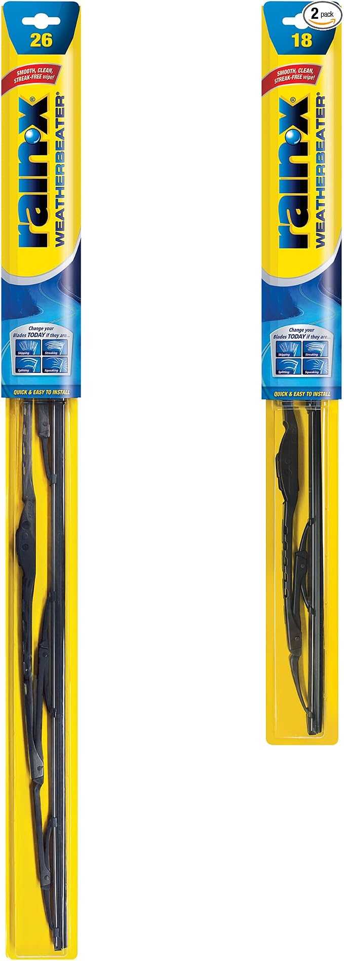 Rain-X 820145 WeatherBeater Wiper Blades, 26" and 18" Windshield Wipers (Pack of 2), Automotive Replacement Windshield Wiper Blades That Meet Or Exceed OEM Quality And Durability Standards