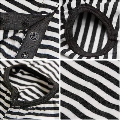Dog’s Recovery Suit Post Surgery Shirt for Puppy, Wound Protective Clothes for Little Animals(Black White Stripe-xs)