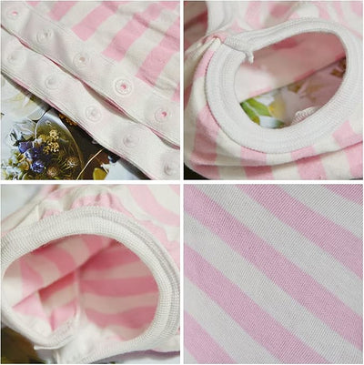 Dog’s Recovery Suit Post Surgery Shirt for Female Male Dog, E-Collar Alternative Wound Protective Clothes (Pink White stripe-5xl)
