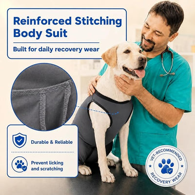 Versatile Dog Rear Leg Recovery Sleeve, Dog Surgery Recovery Suit with Back Leg to Prevent Licking, Spay Suit for Female Male, Large Dogs Shirt After Surgery, Pet Pants & Wound Cover Bodysuit, Gray L