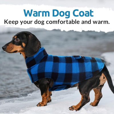 ASENKU Dog Winter Coat, Fleece Doggie Jacket Plaid Reversible Vest Waterproof Windproof Cold Weather Clothes for Small Medium Large Dogs (Blue, XL)