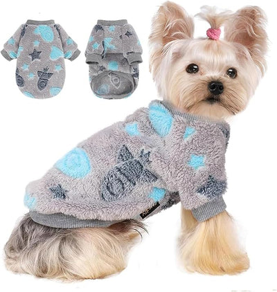 Dog Sweater Glow in The Dark Girl Pink Small Fleece Clothes Winter Soft Thickening Warm Puppy for Dogs Boy Teacup Yorkie Chihuahua (XXS,Grey)