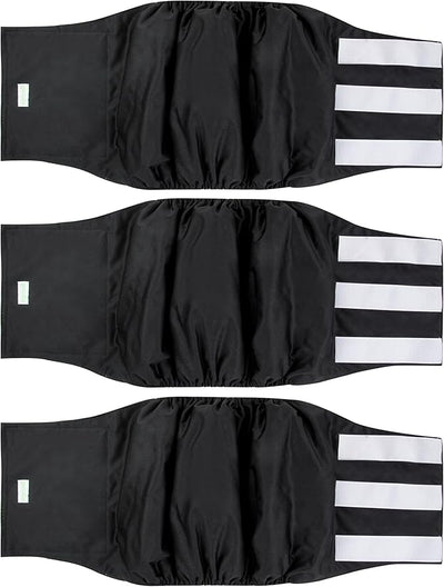 Wegreeco Washable Male Dog Belly Wrap - Pack of 3 - (Black, Black, Black, X-Large)