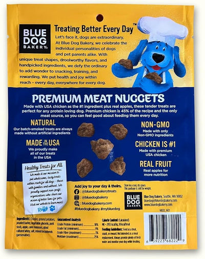 Blue Dog Bakery Protein Jerky Nuggets, Made w/Real Chicken & Apples, USA Chicken #1 Ingredient, Healthy Dog Treats, All Natural, 6 oz (Pack of 2)