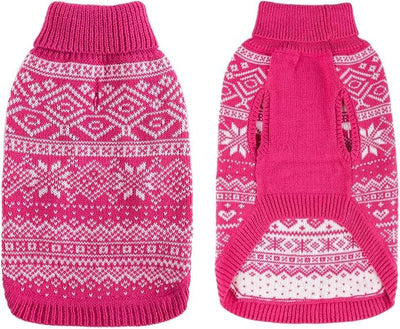 HOMIMP Dog Sweater Argyle - Warm Winter Clothes Puppy Soft Coat, Ugly Dog Sweater for Small Medium and Large Dogs, Pet Clothing Boy Girl, Pink 2XL