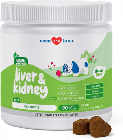Milk Thistle for Dogs 90 Soft Chews - Liver, Kidney Detox & Hepatic | With Milk Thistle Silymarin, Choline & L-Arginine. Supports liver detox, kidney health & hepatic function with EPA & DHA.