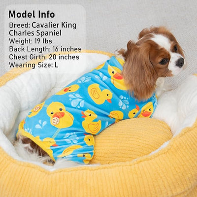 KYEESE Dog Pajamas Blue Floating Duck Puppy Onesie Pets Pjs Doggie Jammies Velvet Pet Costume Comfy Pets Onesie Stretchy Pet Coat Soft Dogs Clothes Dog Pajamas Small Sized Dogs, Small