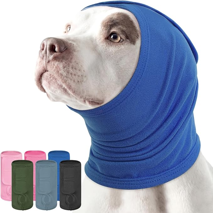 Ear Wrap for Dogs with Adjustable Hook & Loop, Soft No Shake Dog Ear Wraps Hematoma, Breathable Meidum Dog Ear Cover for Noise Protecion, Pet Calming Hoodie for Thunder, Firework, Separation