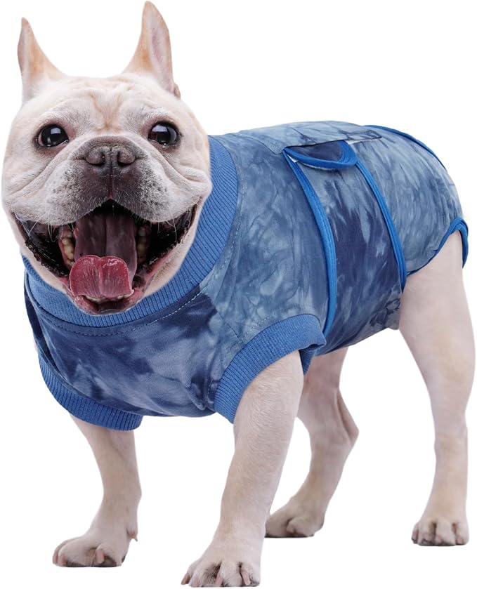 Dog Surgery Recovery Suit, Anti Licking Surgical Suit for Dogs Male Neuter, Soft Dog Surgery Suit Female Spay Subsititute E-Collar Cone, Doggie Body Suits After Surgery Blue Tie Dye XS