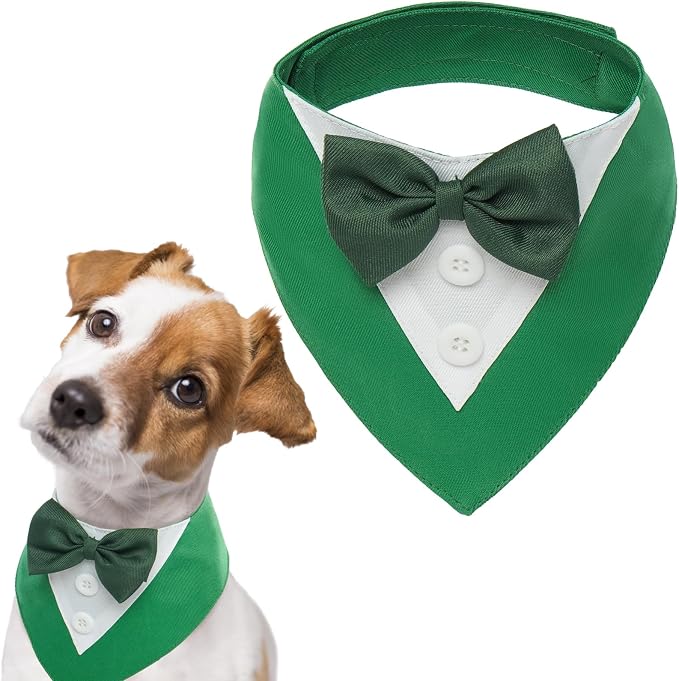 Dog Tuxedo St.Patrick's for Medium Dogs,Dog Formal Suit Dogs Attire Pet Bow Tie Puppy Party Costumes Cat Tux Outfits Pets Bandana Cosplay Adjustable Bowties St.Patrick's Day Green M