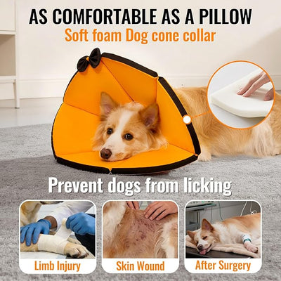 MAXFUT Soft Dog Cone Collar,Foam Cone for Dogs to Stop Licking After Surgery,Non Inflatable Dog Donut Cone (Grey, M)