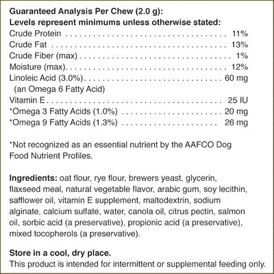 Pet Naturals Skin and Coat for Dogs, Bite-Sized Soft Chews, Salmon Oil and Omega Fatty Acids, Soothe Dry-and Itchy Skin, No Corn or Wheat, Vet Formulated, Veggie Flavor, 30 Count (Pack of 2)