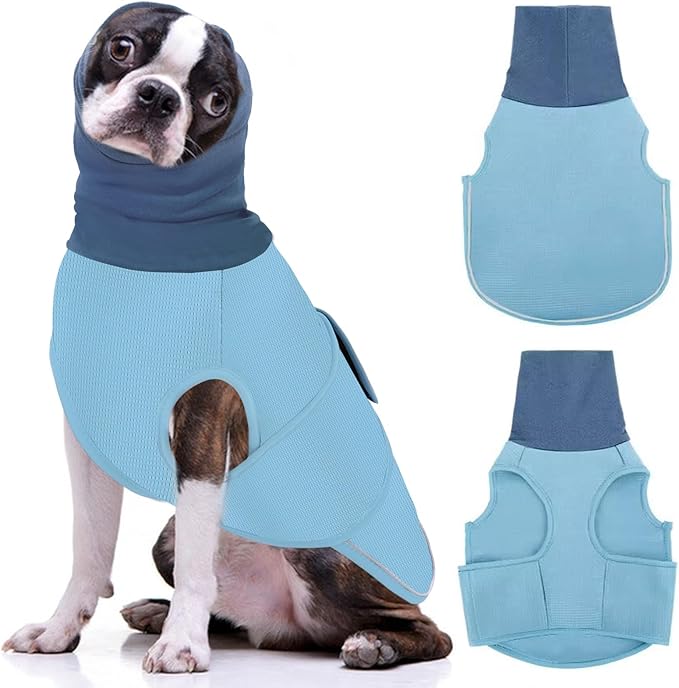 Dog Anxiety Vest, Dog Anxiety Calming Hoodie, Pet Thunder Jacket Calming Shirt for Fireworks, Thunder, Travel, Separation, Noise Block & Ear Protection Recovery