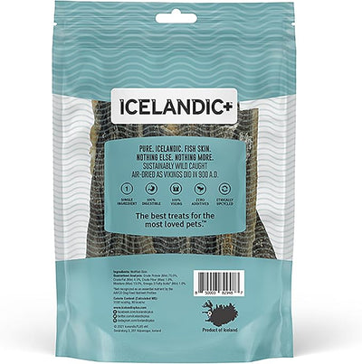 Icelandic+ Stick Chew Pieces: Wolffish - 3oz Bag, Pure Fish Skin Dog Treats, Wild-Caught & Air-Dried, Single Ingredient Pet Snacks, Just The Fish