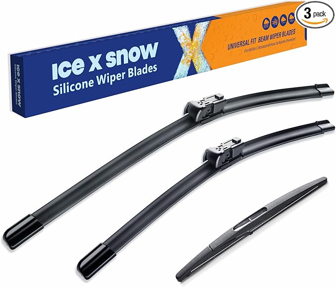 ICEXSNOW® Silicone Windshield Wiper Blades Replacement for 2007-2011 GMC Acadia/2007-2010 Saturn Outlook (Pack of 3) Automotive Replacement Windshield Wiper Blades,OEM Quality 24+21+10"(10-E)