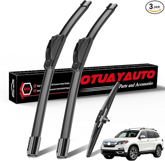 OTUAYAUTO Windshield Wiper Blades Replacement for Honda Pilot 2009-2015 All-Extreme Weather Performance Quiet No Trace Front and Rear Wipers U/J Hook 22"+21"+15" (Pack of 3)