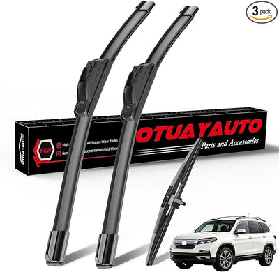 OTUAYAUTO Windshield Wiper Blades Replacement for Honda Pilot 2009-2015 All-Extreme Weather Performance Quiet No Trace Front and Rear Wipers U/J Hook 22"+21"+15" (Pack of 3)