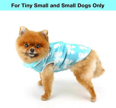 SMALLLEE_LUCKY_STORE Pet Water Resistant Winter Jacket Vest with D-Ring for Small Dog Cat Zip-up Padded Puppy Coat Chihuahua Yorkie Kitten Warm Clothes, Blue, M