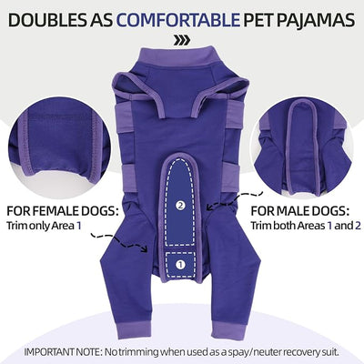 Lelepet Dog Surgery Recovery Suit for Rear Legs, Soft Dog Pants to Prevent Licking, Adjustable Long Sleeve Pet Onesie Pajamas for Dogs, Cone Alternative Leg Sleeve Bodysuit for Dogs After Spay/Neuter
