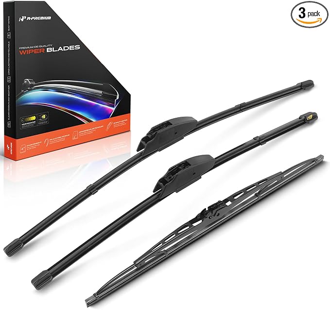 A-Premium 20"+18"+15" Windshield Wiper Blades with Wear Indicator & Towel | Compatible with 1996-2000 Honda Civic Hatchback, Front Rear Wipers Blade Set for Hook/Hook Arm, Pack of 3