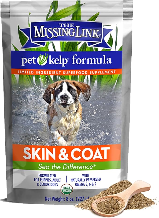 Pet Kelp Canine Skin & Coat 8oz Superfood Powdered Supplement, Organic & Limited Ingredient Formula for Dogs
