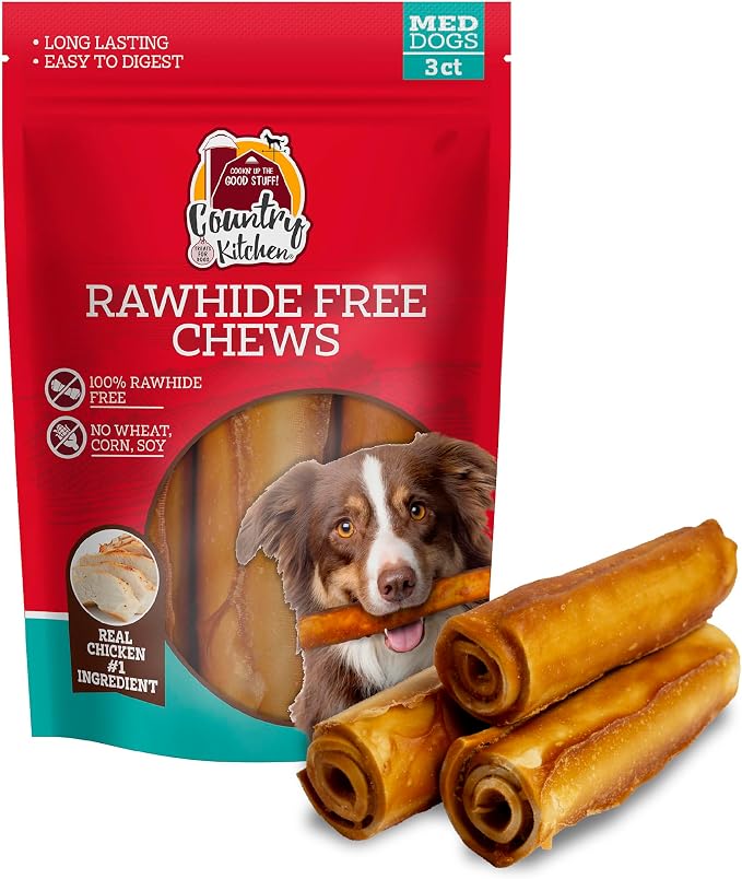 Rawhide Free Chicken Dog Chews, for Medium Dogs, Made with Real Chicken, No Wheat, Corn or Soy, 3 Count
