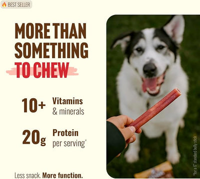 Natural Farm Odor-Free Super Collagen Dog Chews (6-Inch, 20-Pack) The First Ever Real Bull Sticks Alternative: 100% Natural Angus Hide Collagen Treats - More Protein, More Chew Time for All Dogs