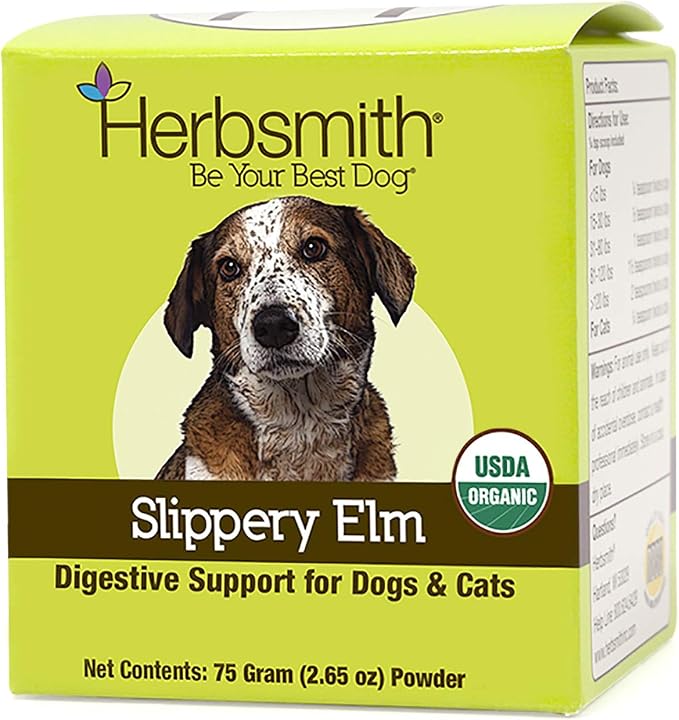 Organic Slippery Elm - Digestive Aid for Dogs and Cats - Constipation and Diarrhea Relief for Dogs and Cats - Megaesophagus Dog Aid- 75g