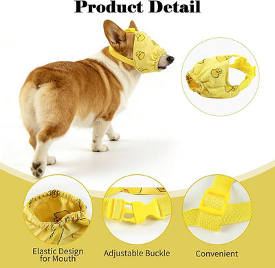 NACOCO Dog Calming Cap Eye Mask Ducks Nylon Shading Pet Anxiety Mask Muzzle for Grooming Anti Car Sickness (Yellow, M)