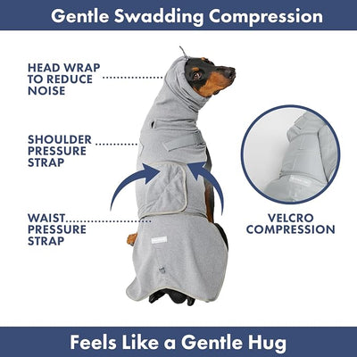 Spark Paws Anxiety Relief Vest for Dogs – Gentle Compression Dog Anxiety Suit, Calming Wrap for Separation Anxiety, Thunder, Fireworks, Suitable for Small Medium and Large Breeds - Grey - Size 3XL