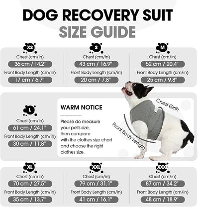 BRKURLEG Chest Recovery Suit for Dogs, Dog Chest Wound Cover, Breathable & Soft Pet Surgery Recovery Suit, Anti-Licking Wound Vest, Not for Spay/Neuter Surgeries, Pet Cone Alternative, Grey M