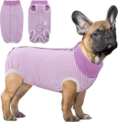 SAWMONG Recovery Suit for Dogs Female Male, Cotton Breathable Dog Onesie After Surgery Spay Neuter, Professional Dog Surgical Suit, Substitute Pet E-Collar Cone, Purple, Small