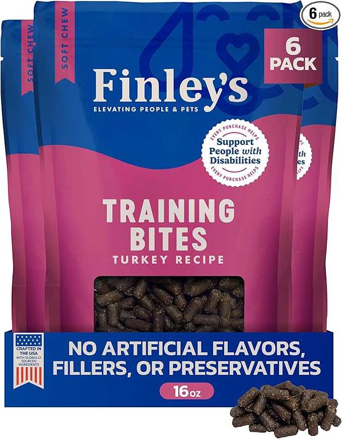 Finley's Training Treats for Puppies, Soft Turkey Dog Treats for All Dogs and Sizes, Limited Ingredient, Low Calories, 16oz, 6 Pack