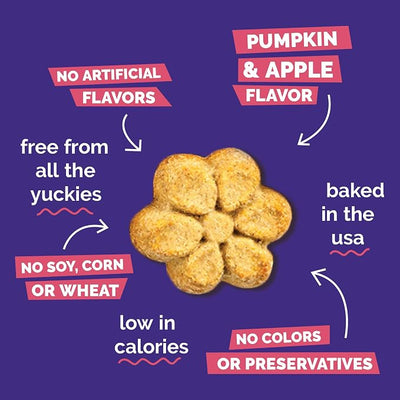 Fruitables Baked Dog Treats, Healthy Pumpkin Treat for Dogs, Low Calorie & Delicious, Made Without Wheat, Corn and Soy, Made in the USA, Allergy Friendly, Pumpkin and Apple Flavor, 32 oz