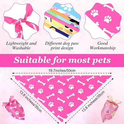 Abbylike 50 Pcs Paw Print Dog Bandanas Bulk Cute Footprint Bandanas for Dogs Triangle Kerchief Bib Scarf for Pets National Dog Day Party Costume Photo Props Accessories Pet Shops (19.7 x 13.8 x 13.8)