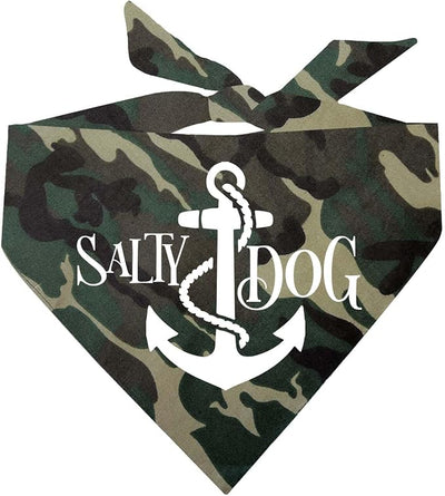 Salty Dog Dog Bandana 100% Cotton Adjustable Triangle Summer Vacation Beach Pool | Camo, One Size (100)